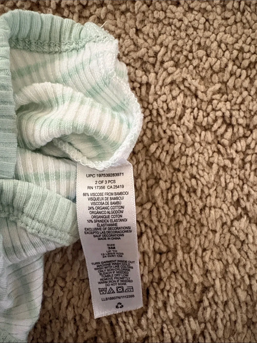 Little Me Mint Green Ribbed Baby Matching Set